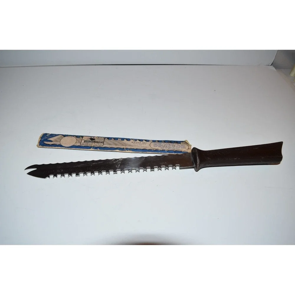 Vtg Quikut Double Sided Knife Stainless Serrated Meat Carver Slicer server USA